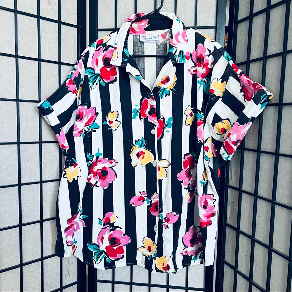 A personal touch VTG striped floral button down XL